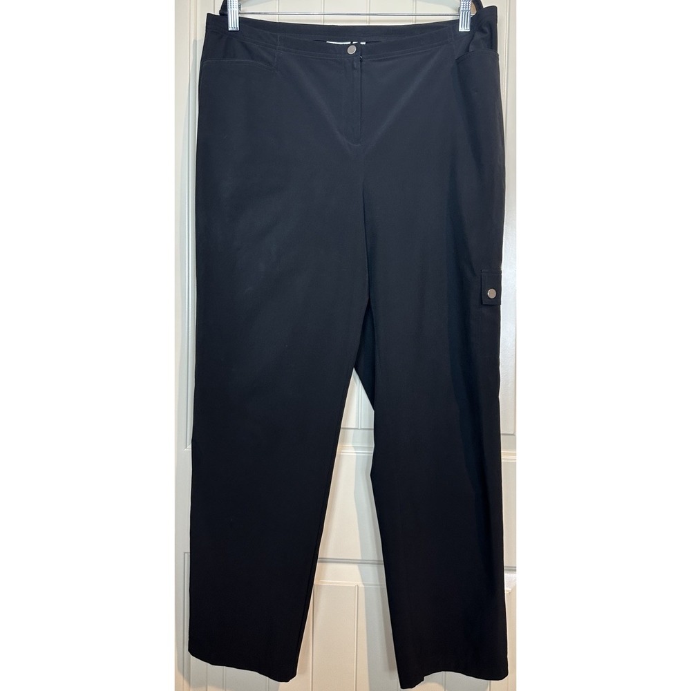 Weekends by Chico's Women Black lightweight Cargo Pants Sz 2.5 M 14 comfort
